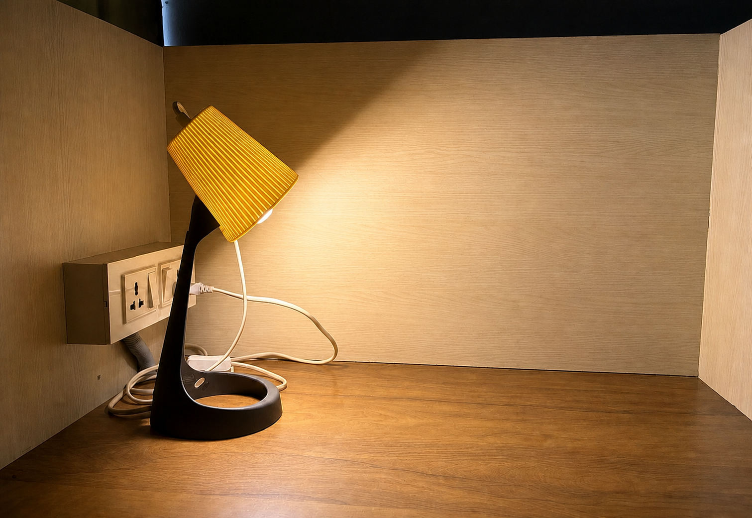Clean reading cubicle with warm light