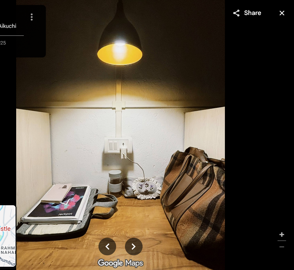 Warmly lit reading cubicle